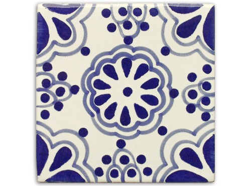 Handbemalte fliese lace azul - handbemalte, azul"